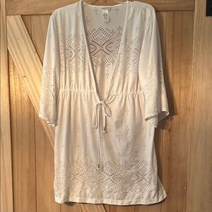 Dotti Cream Swim Coverup with Tie Waist